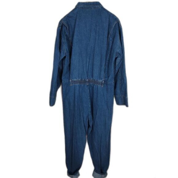 EUC Spiegel Retro 90s Denim Jumpsuit NWOT Zipper Pocket Cinch Accents Size 10 - Picture 3 of 12